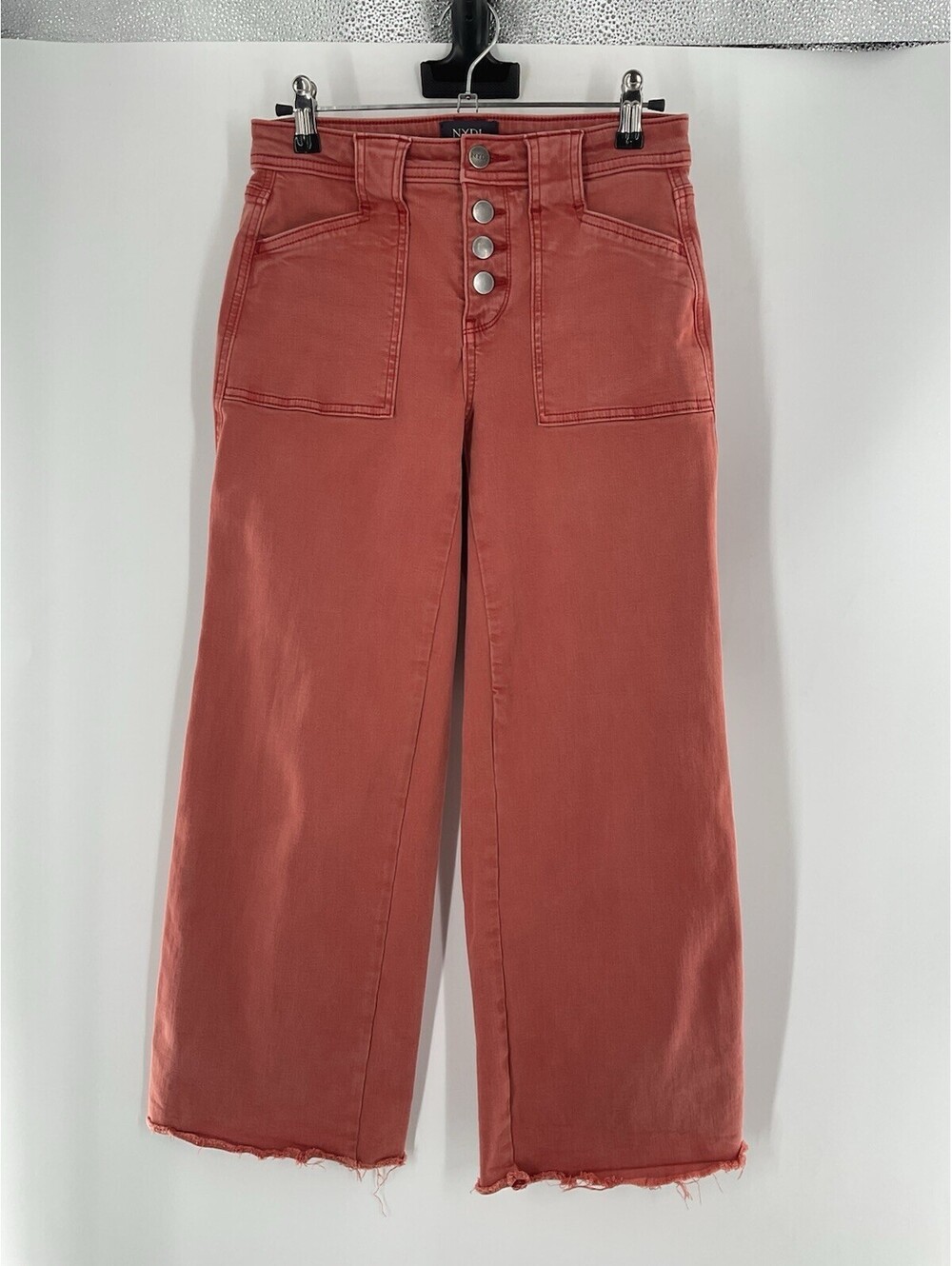 NYDJ women’s Straight Wide Leg Jeans Size 0 Button Fly Orange 143